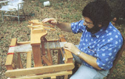 Dusty Rine at his weaving.